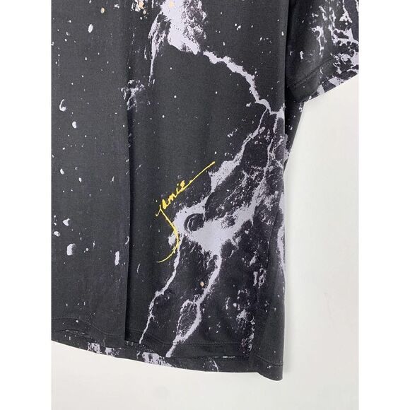 JAMIE SADOCK Black Marble Splatter Short Sleeve Collared Golf Shirt Womens Sz M - Picture 2 of 5